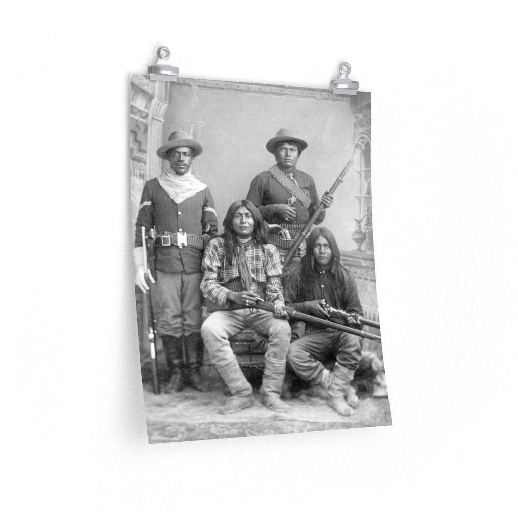 Buffalo Soldier 10th Cavalry With Three Apache Scouts Print Poster - Art Unlimited