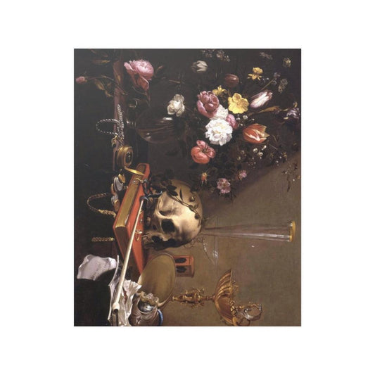 Adriaen Van Utrecht - Vanitas Still Life With Bouquet And Skull 1642 Print Poster - Art Unlimited