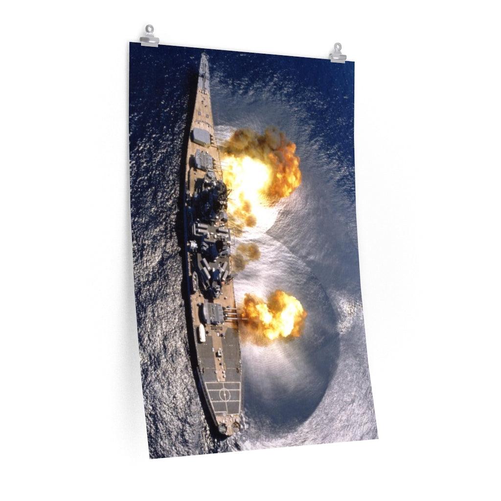 USS Iowa BB-61 Battleship Firing Guns Print Poster - Art Unlimited