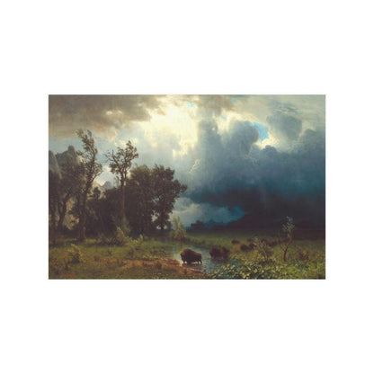 Albert Bierstadt - Buffalo Trail - The Impending Storm 1869 Print Poster - Art Unlimited