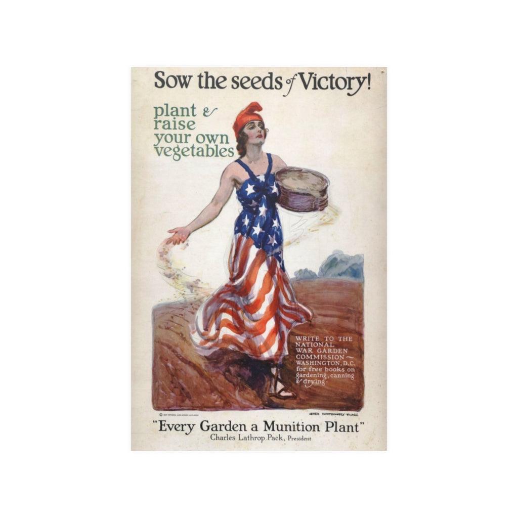 War Lady Victory Garden American Flag Sow The Seeds Plant Raise Your Own Vegetables Print Poster - Art Unlimited