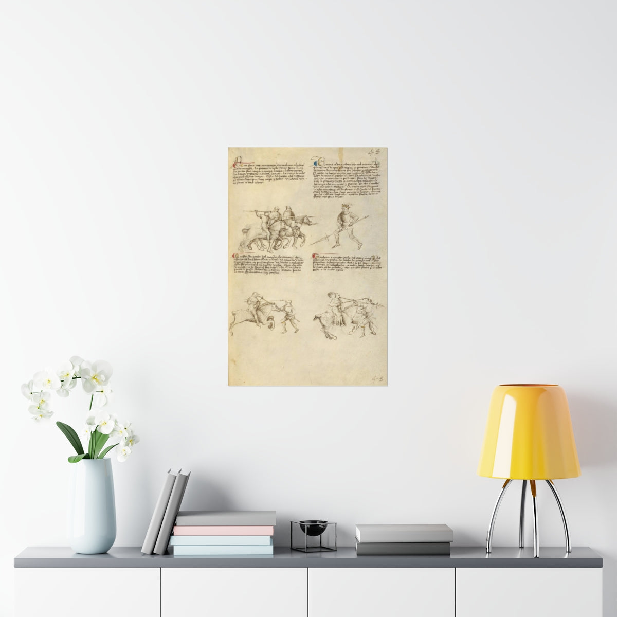 Fiore Dei Liberi - Combat Against An Equestrian Opponent With Lance Print Poster