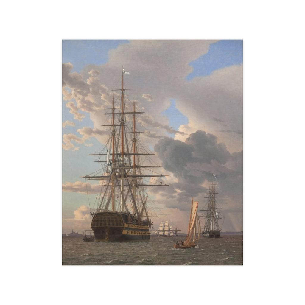 Christoffer Wilhelm Eckersberg - Russian Ships Asow And Frigate At Anchor 1828 Print Poster - Art Unlimited