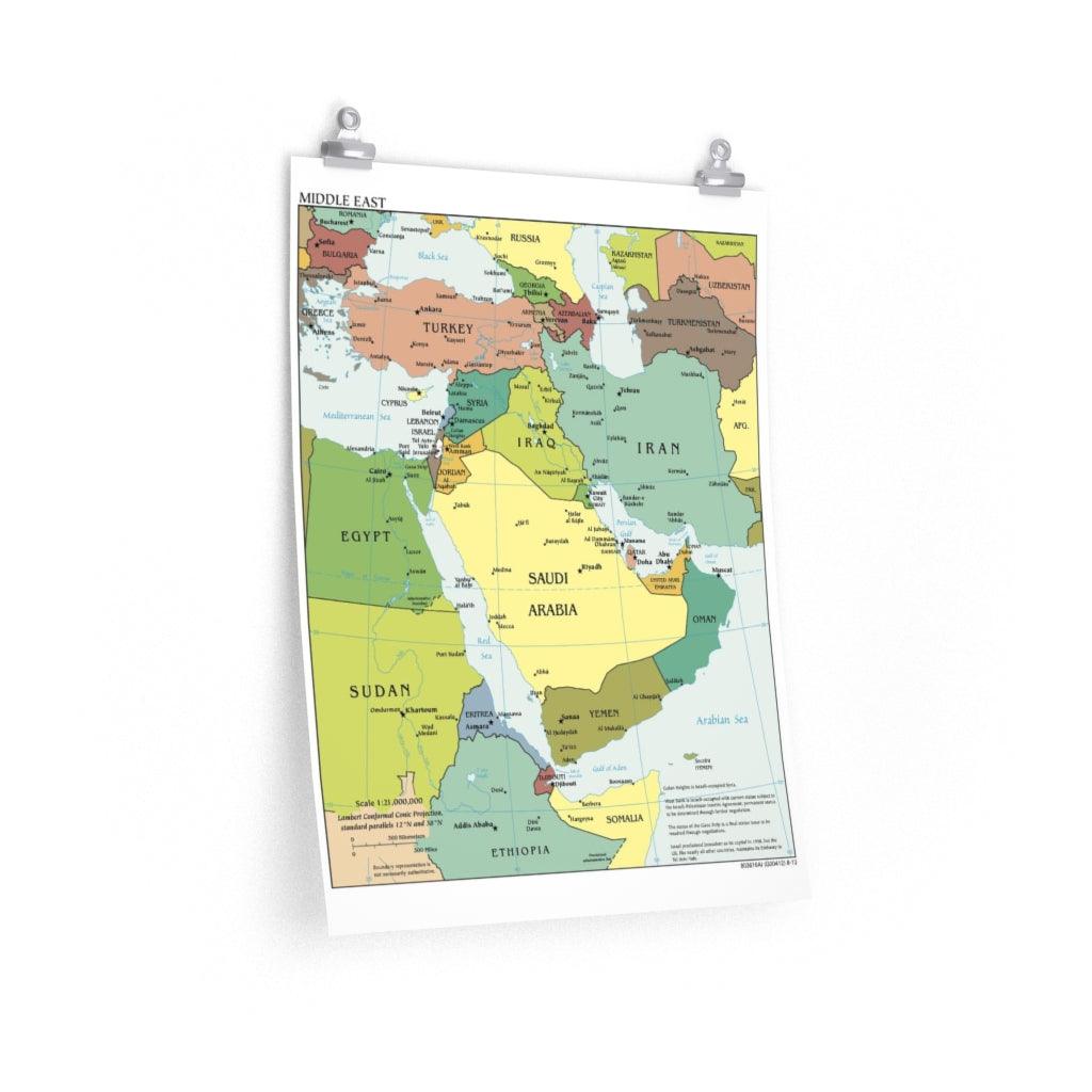 CIA Map Of Middle East Iraq Iran Israel 2010 Print Poster - Art Unlimited