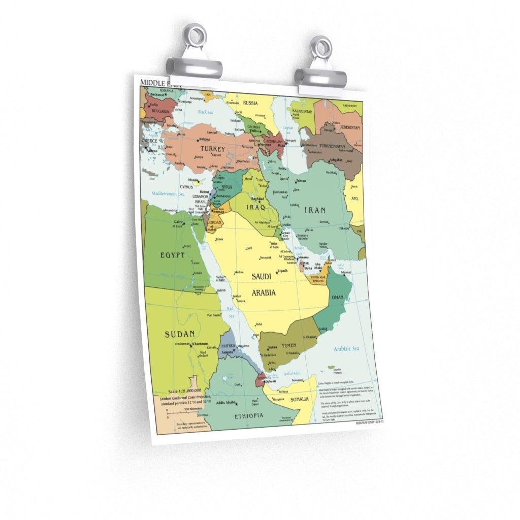 CIA Map Of Middle East Iraq Iran Israel 2010 Print Poster - Art Unlimited