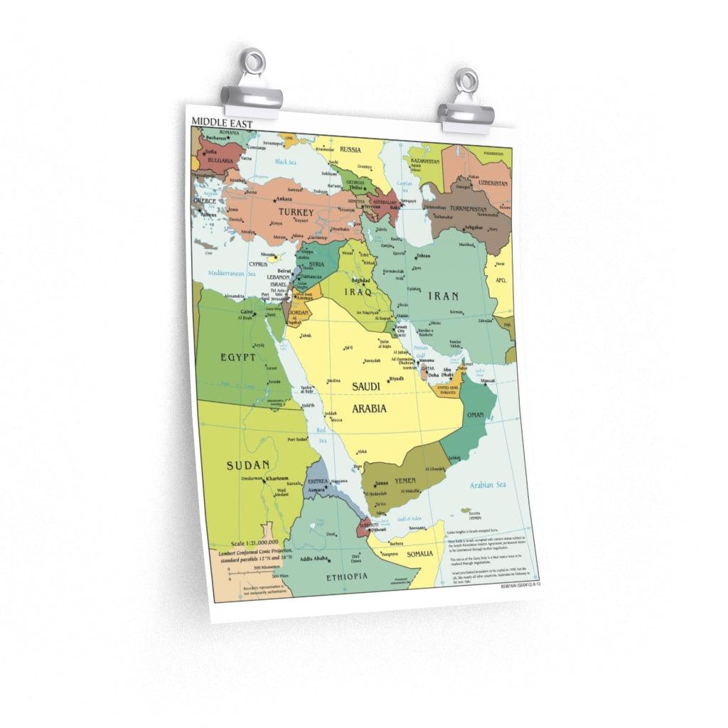 CIA Map Of Middle East Iraq Iran Israel 2010 Print Poster - Art Unlimited