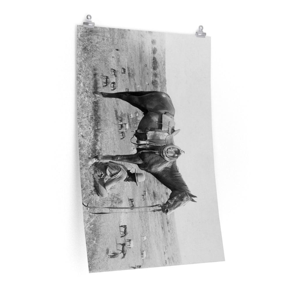 Cowboy And Horse Under Texas Sky Country Photograph 1910 Print Poster - Art Unlimited