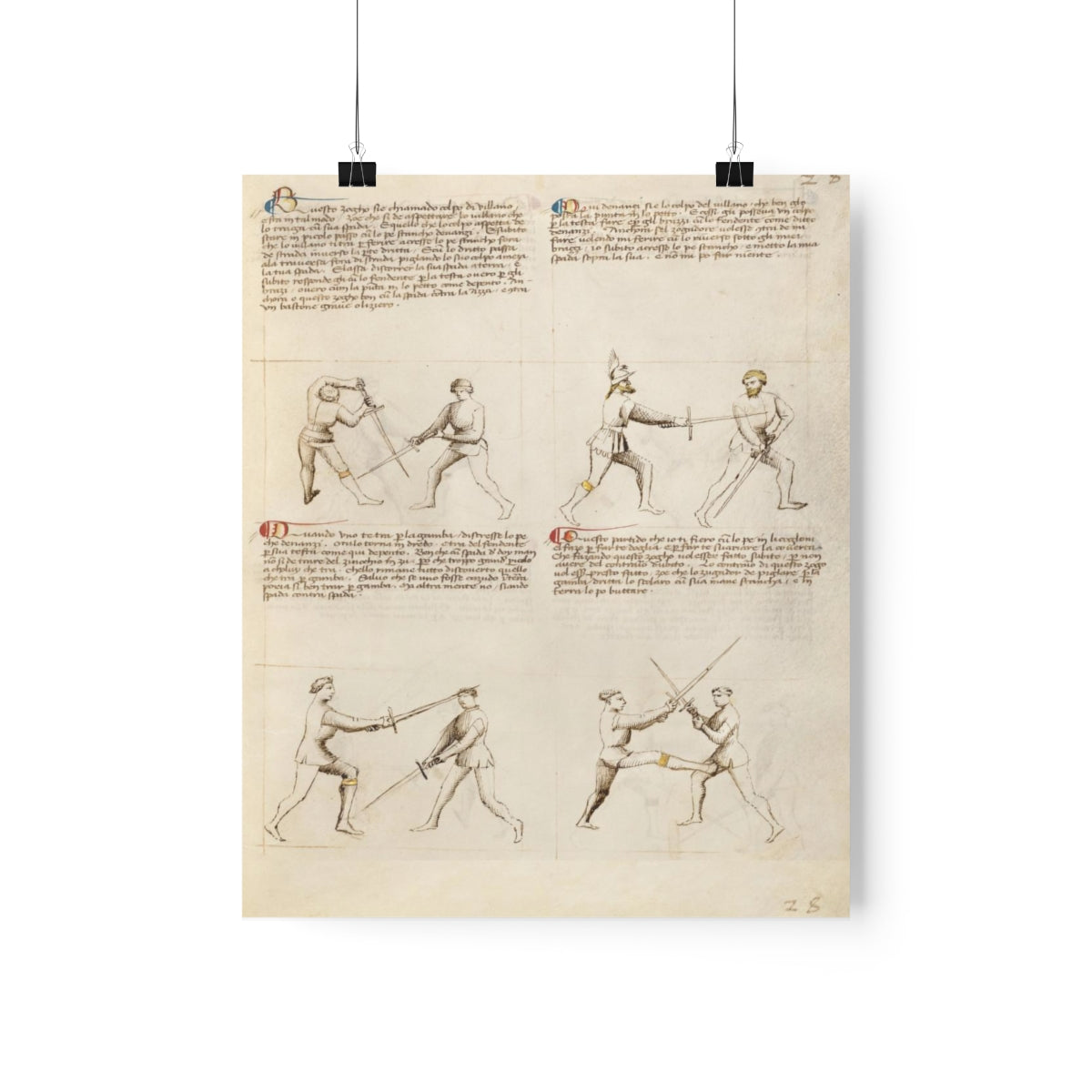 Fiore Dei Liberi - Combat With Sword / Fencing Print Poster