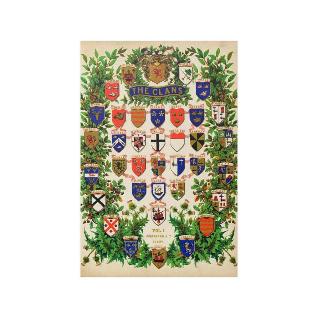 Scottish Highlander Clan Coat Of Arms Shields - Tartan And Arms Print Poster - Art Unlimited