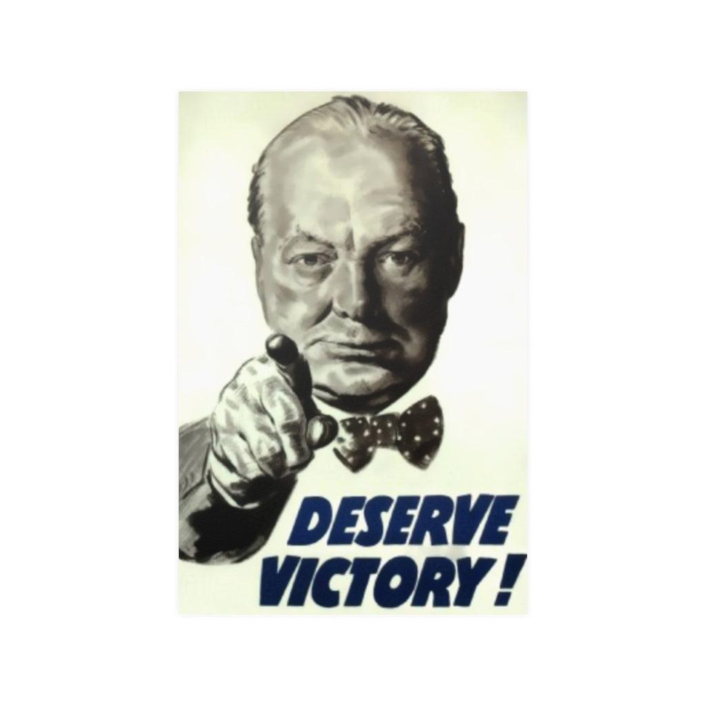 Deserve Victory Vintage War Winston Churchill 12X18 Print Poster - Art Unlimited