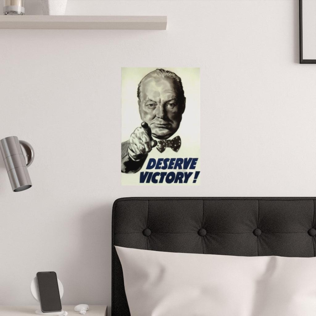 Deserve Victory Vintage War Winston Churchill 12X18 Print Poster - Art Unlimited