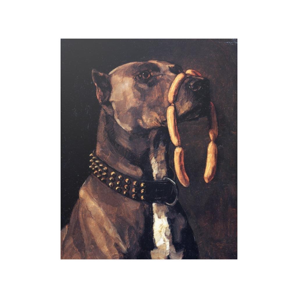 Dog With Sausage By Wilhelm Trubner Print Poster - Art Unlimited