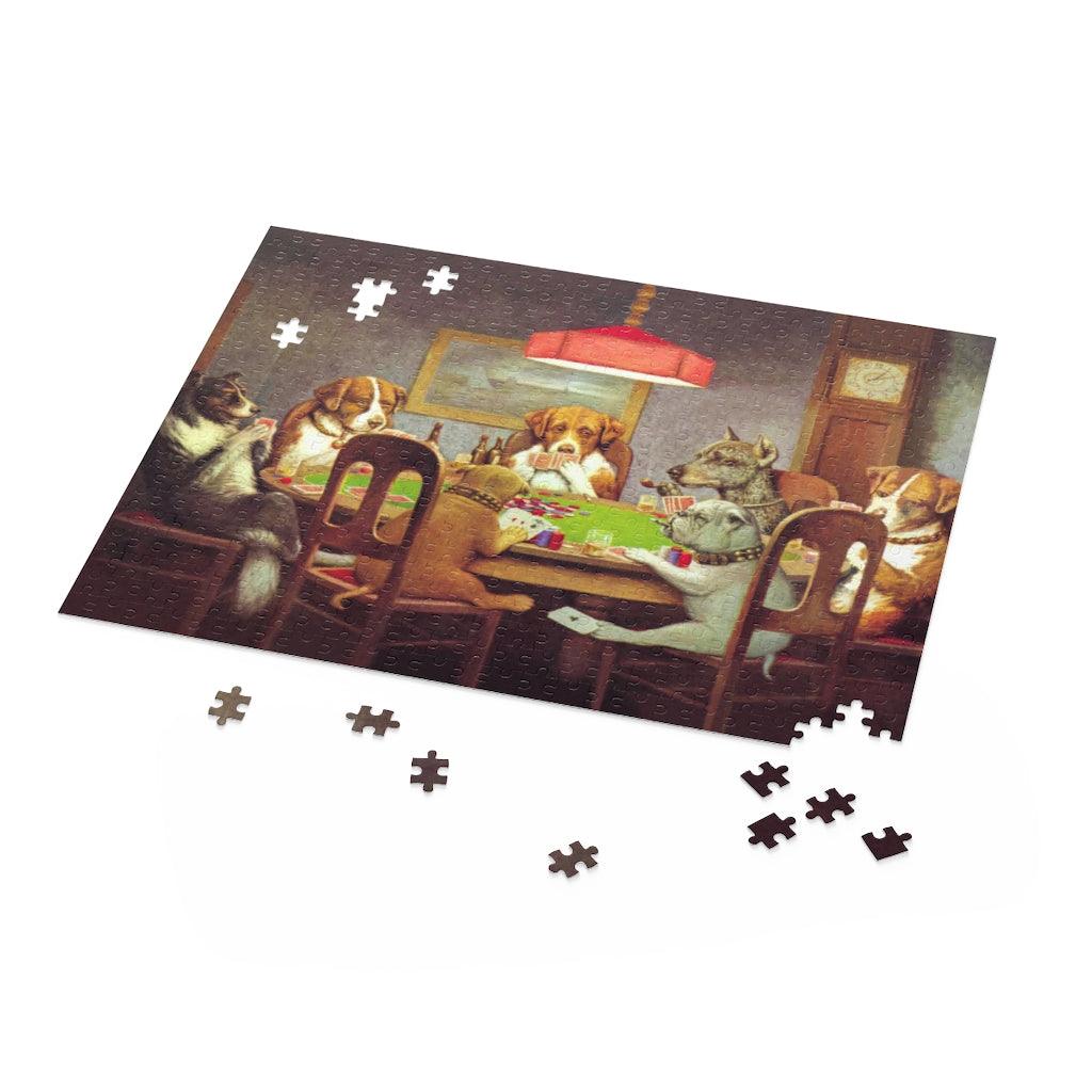 Dogs playing shop poker puzzle