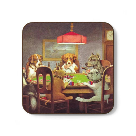 Dogs Playing Poker By Coolidge Hardboard Back Coaster - Art Unlimited