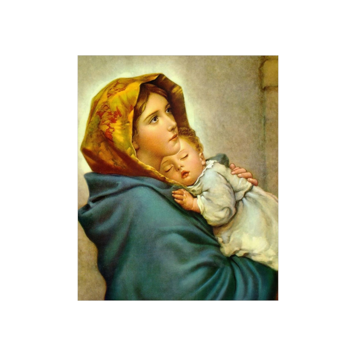 Virgin Mary And Child By Italian Painter Roberto Ferruzzi Print Poster