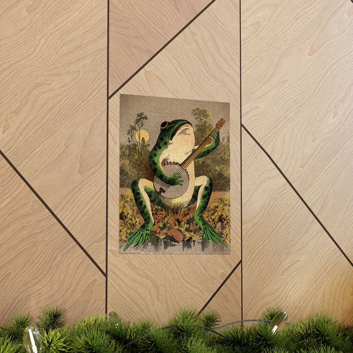 A Frog Playing Banjo In The Moonlight Print Poster