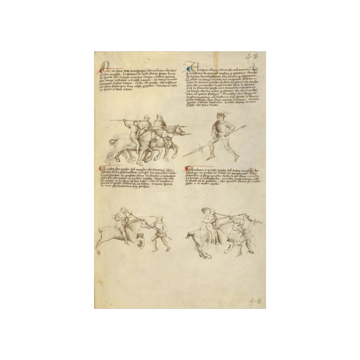 Fiore Dei Liberi - Combat Against An Equestrian Opponent With Lance Print Poster