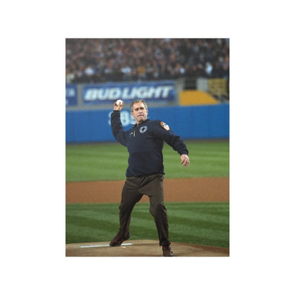 President George W Bush First Pitch 2001 New York City Print Poster - Art Unlimited