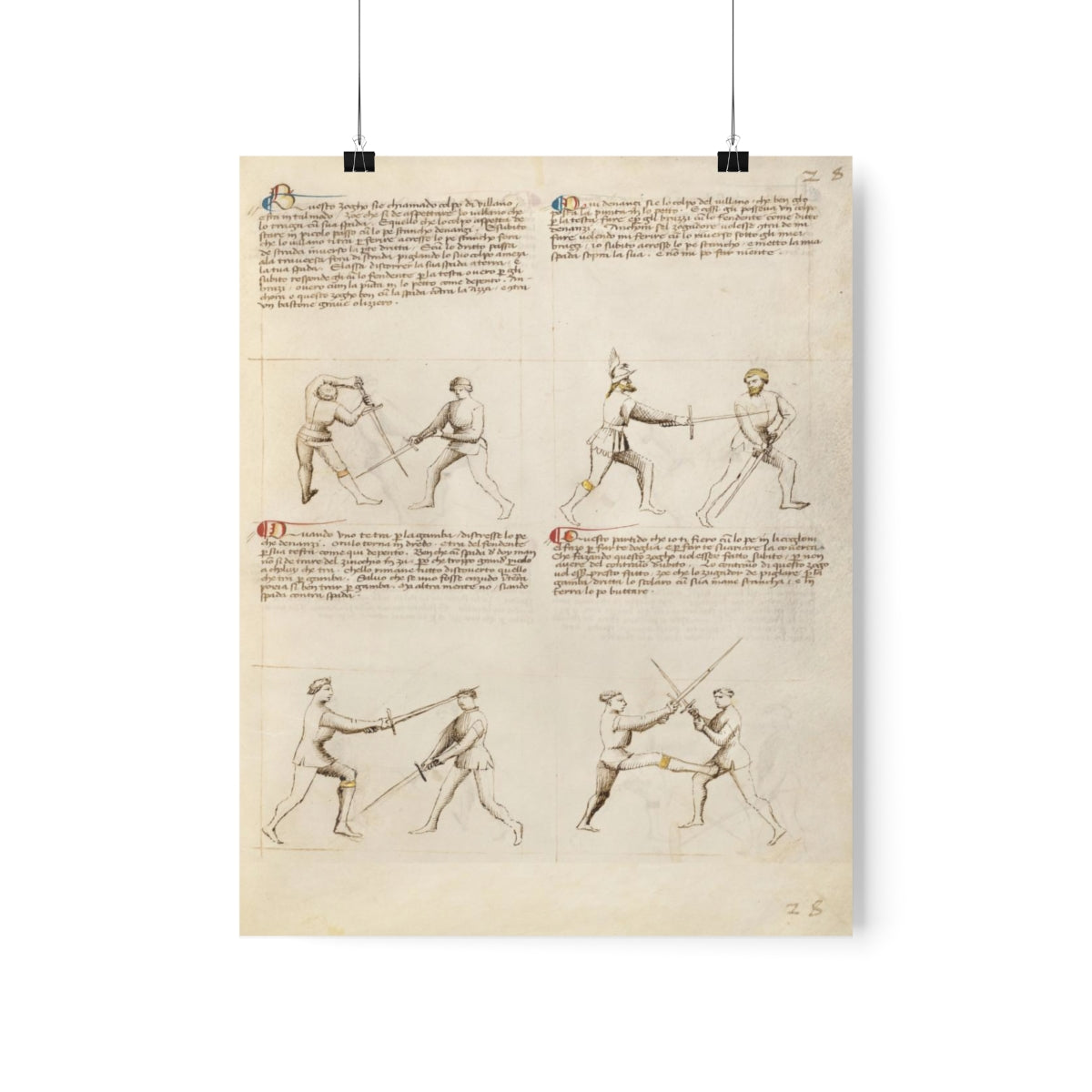 Fiore Dei Liberi - Combat With Sword / Fencing Print Poster