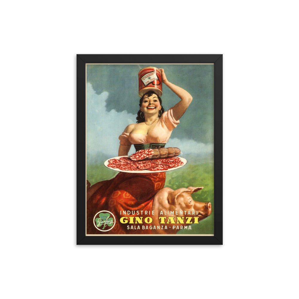 Food Fashion Lady Pig Pork Leg Prosciutto Di Parma Gino Tanzi Italy Italia Italian Vintage Print Poster