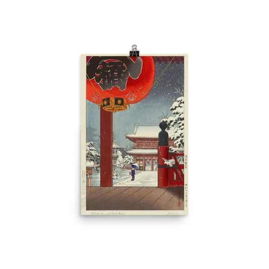 Tsuchiya Koitsu A Winter Day At The Temple Asakusa Print Poster