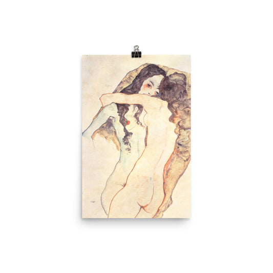 Two Women Embracing Egon Schiele Print Poster