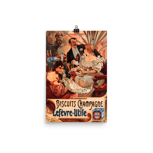 Alphonse Mucha Biscuits Champagne Lefevre-Utile Print Poster