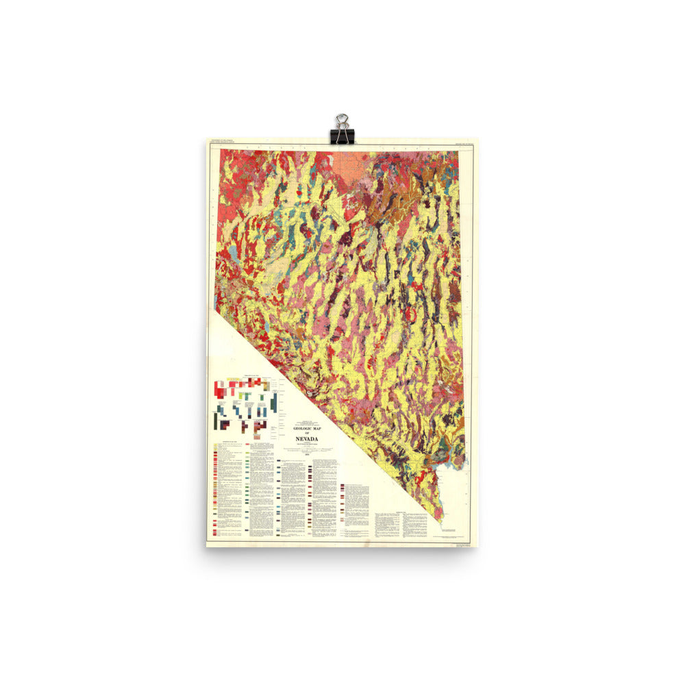 Geology Map Of Nevada Print Poster