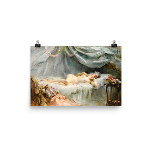 Sleeping Nude - Madeleine Jeanne Lemaire Print Poster