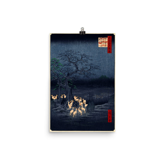 New Year&#39;s Eve Foxfires At The Changing Tree Hiroshige Print Poster