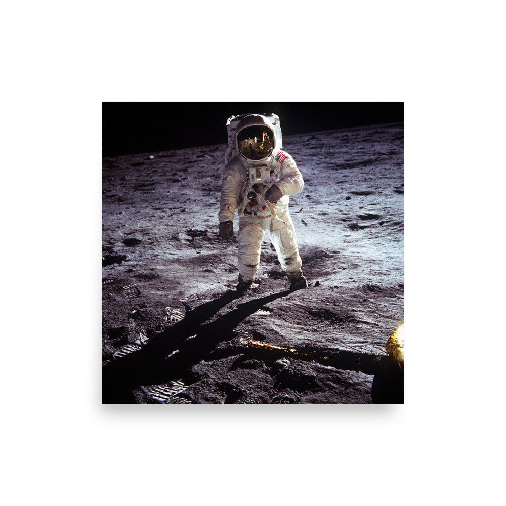 Buzz Aldrin On The Moon Print Poster
