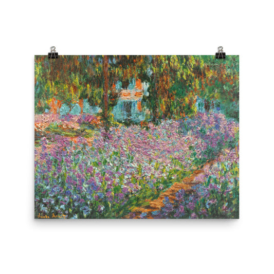 Garden At Giverny Irises By Claude Monet Print Poster