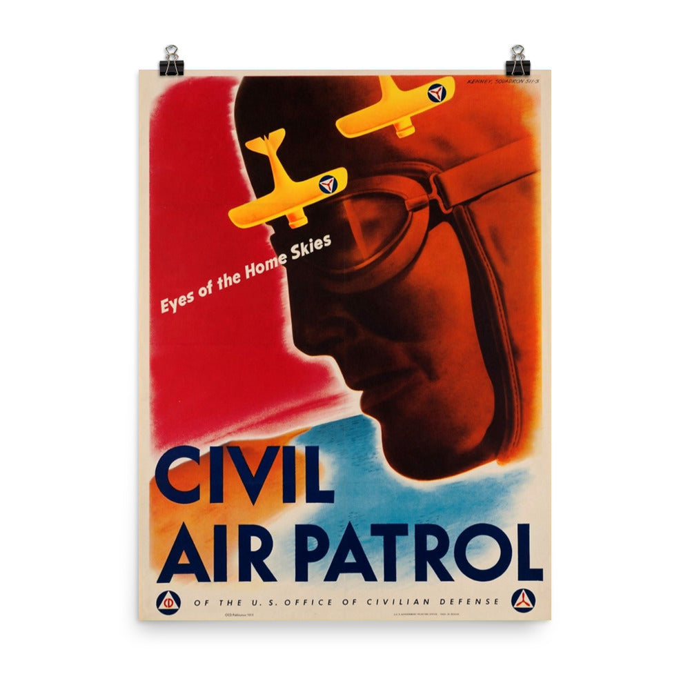 Civil Air Patrol Pilot Plane War Effort American Airplane Vintage Print Poster