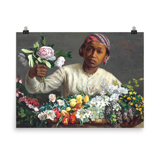 Young Woman With Peonies By Frederic Bazille 1870 Print Poster
