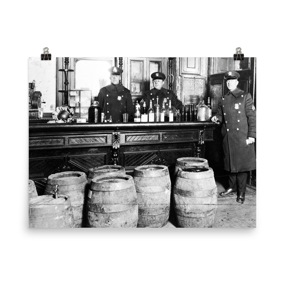 Prohibition - Speakeasy Police Raid Bootlegger - Moonshine Alcohol Print Poster