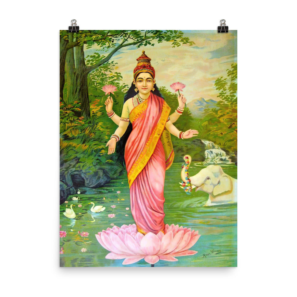 Lakshmi Hindu Goddess Restored Print Poster
