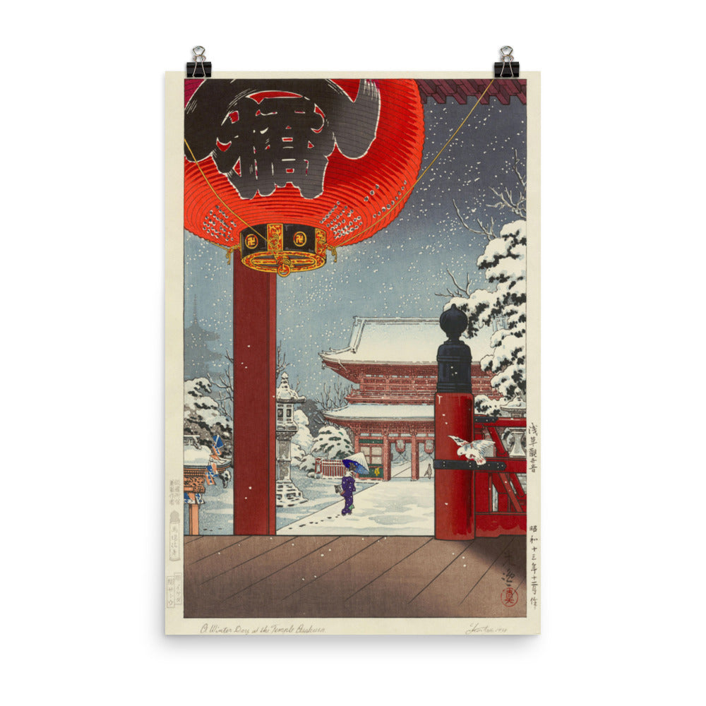 Tsuchiya Koitsu A Winter Day At The Temple Asakusa Print Poster
