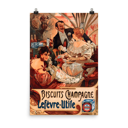 Alphonse Mucha Biscuits Champagne Lefevre-Utile Print Poster