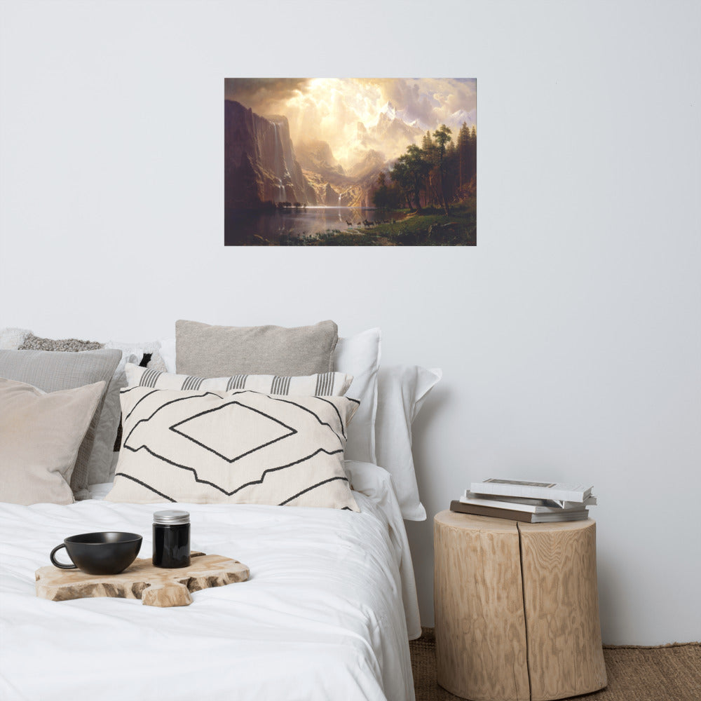 Among The Sierra Nevada Mountains Painting By Albert Bierstadt Print Poster
