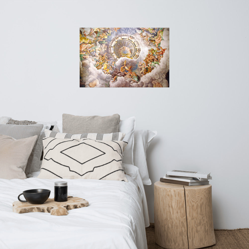 View Of Olympus Home Of The Gods Fresco In The Room Of The Giants By Giulio Romano Print Poster