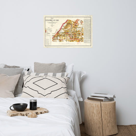 Paris Catacombs Antique Map From 1857 Print Poster