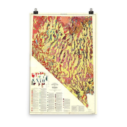 Geology Map Of Nevada Print Poster