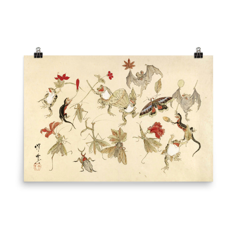 Dancing Forest Of Frogs By Kawanabe Kyosai 1879 Print Poster