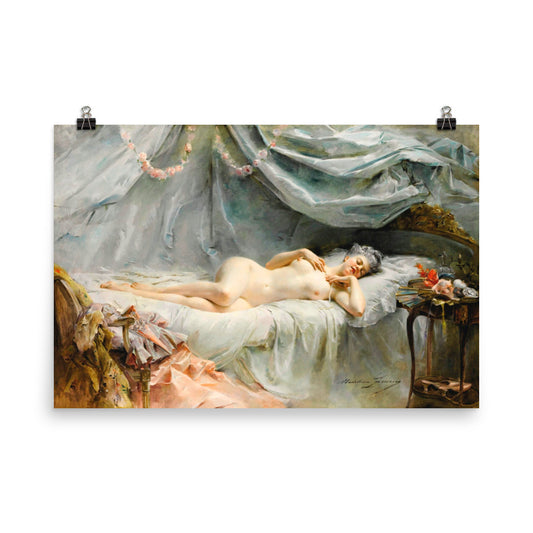 Sleeping Nude - Madeleine Jeanne Lemaire Print Poster