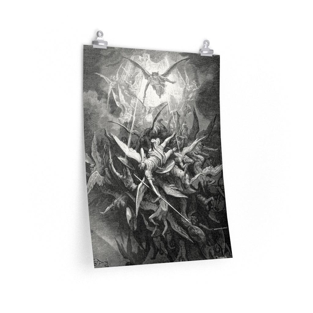 Fall Of The Rebel Angels Engraving By Gustave Dore Print Poster - Art Unlimited