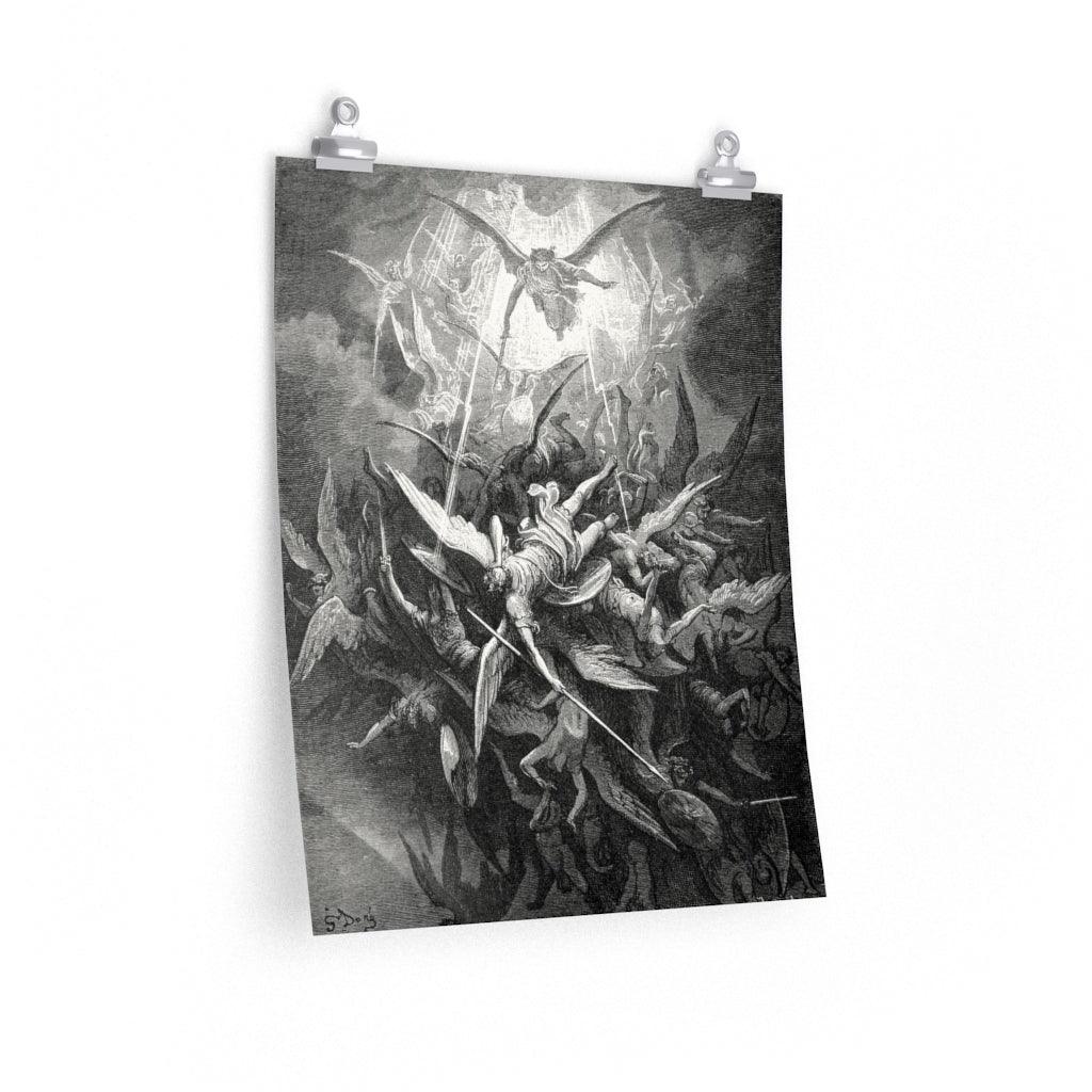 Fall Of The Rebel Angels Engraving By Gustave Dore Print Poster - Art Unlimited