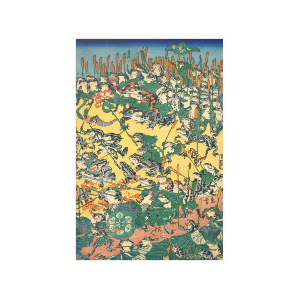 Fashionable Battle Of Frogs By Kawanabe Kyosai 1864 Print Poster - Art Unlimited