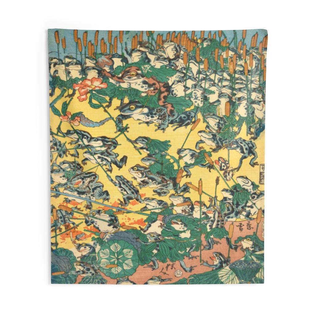 Fashionable Battle Of Frogs By Kawanabe Kyosai 1864 Wall Tapestries - Art Unlimited