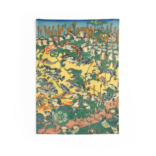 Fashionable Battle Of Frogs By Kawanabe Kyosai 1864 Wall Tapestries - Art Unlimited