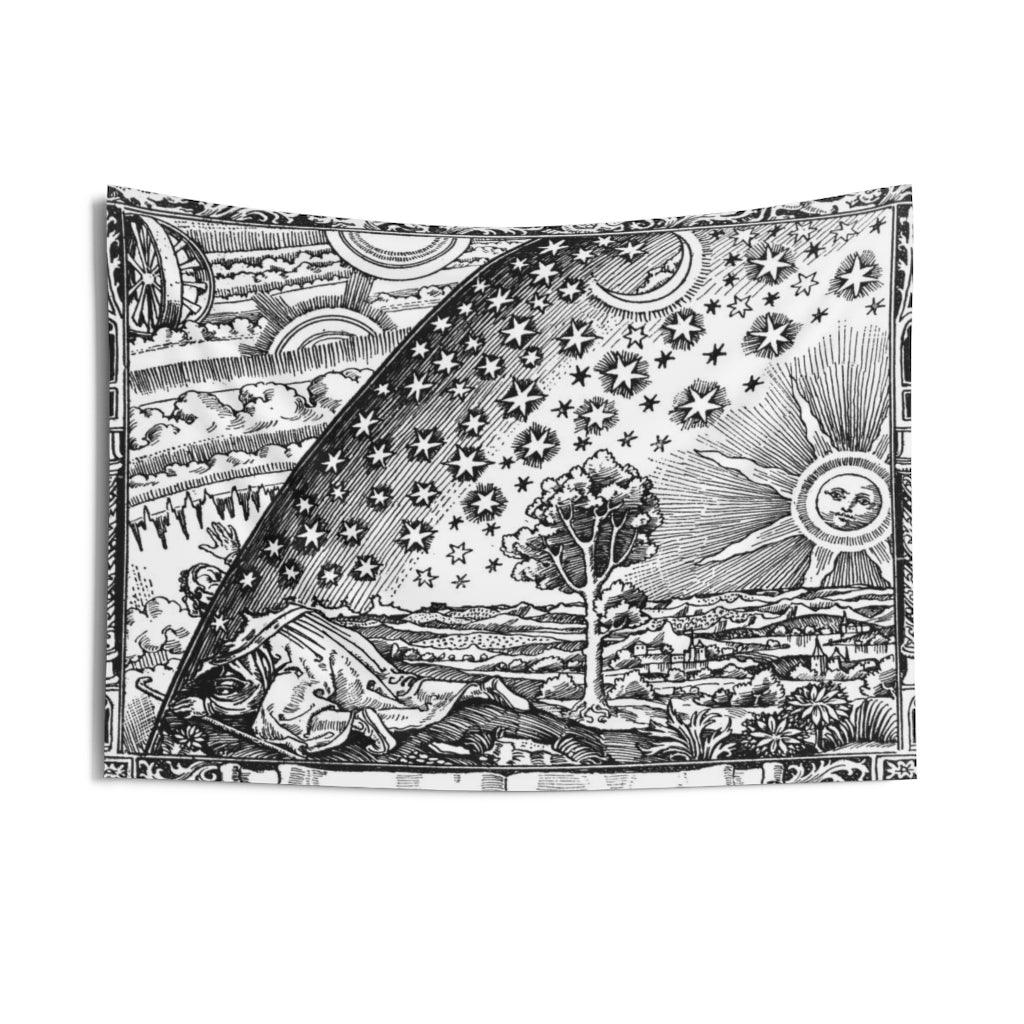 Flammion Engraving Black And White Wall Tapestry - Art Unlimited